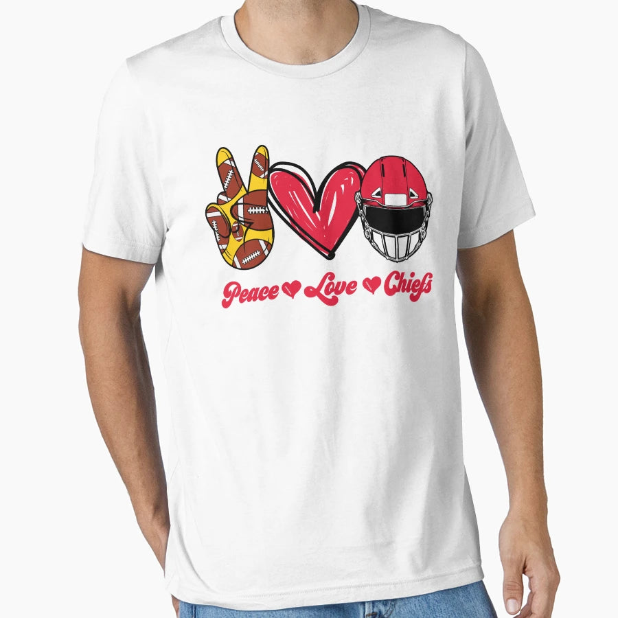Peace Love Chiefs Football Team T-Shirt - Novelty Apparel Unisex - T-Shirt, Sweatshirt, Hoodie