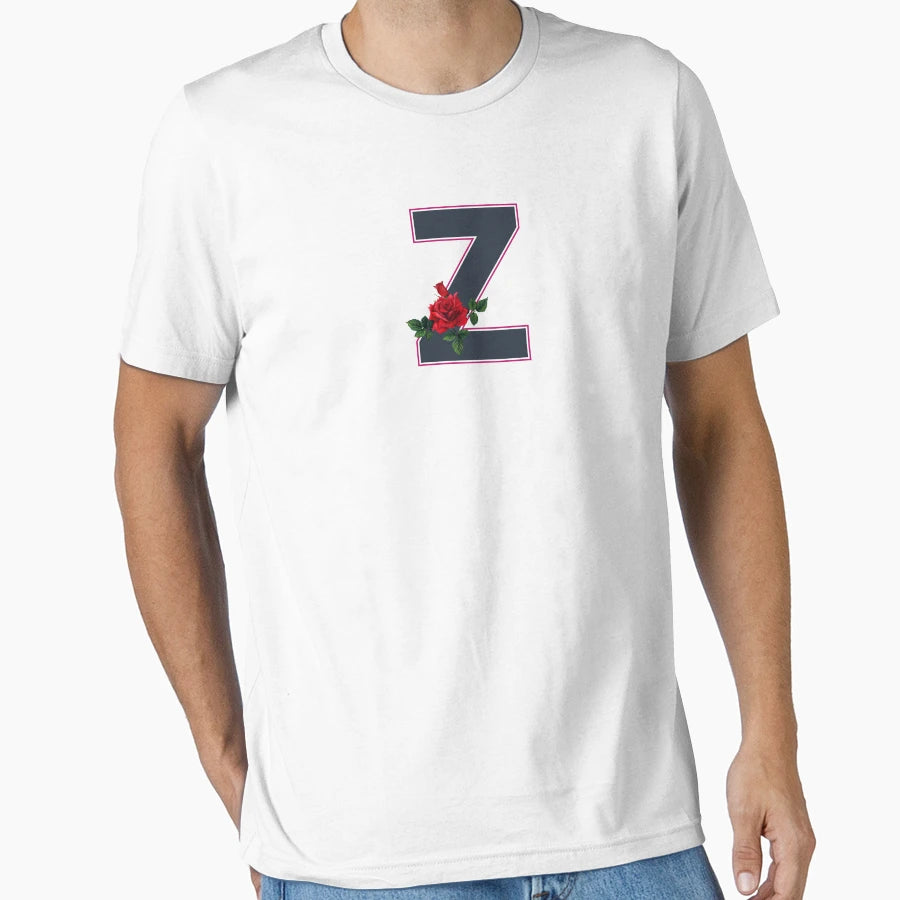 Rose Initial Z Letter Romantic Gift T-Shirt - Custom Art Print Men Women - T-Shirt, Sweatshirt, Hoodie