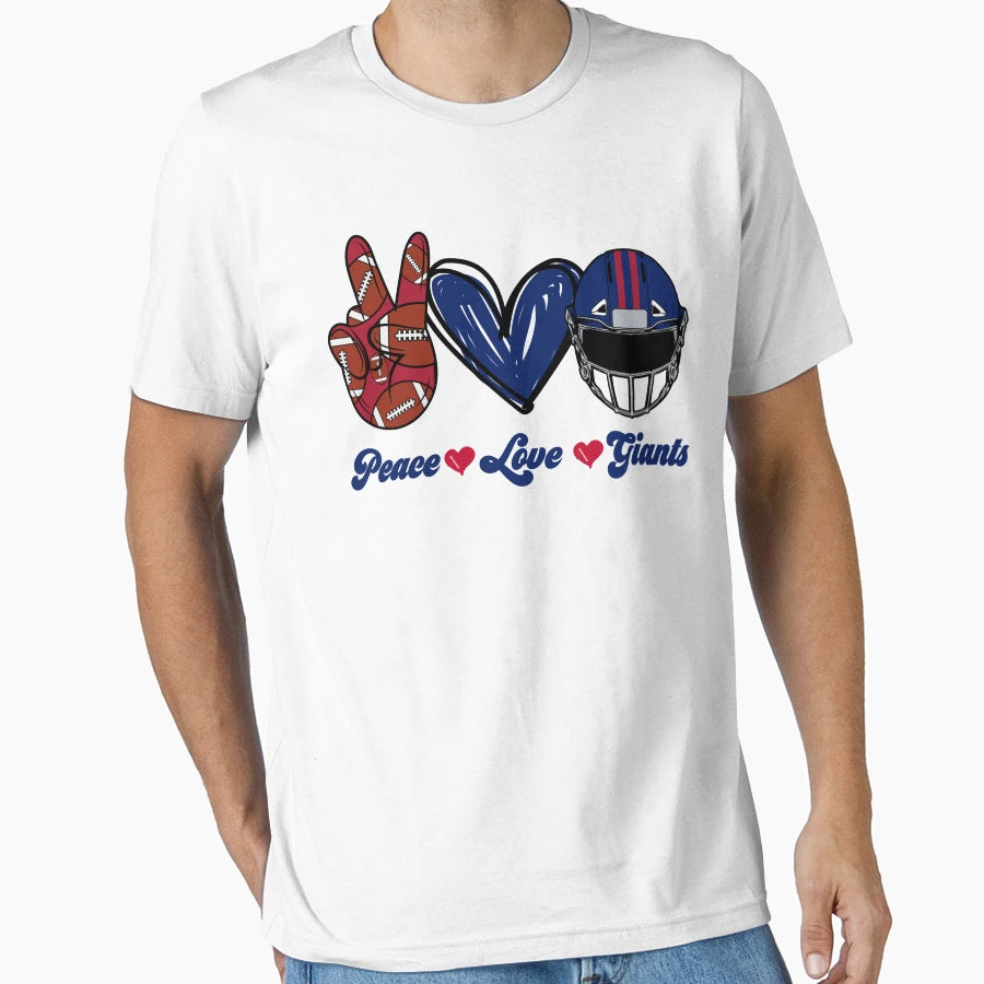 Peace Love Giants Football Team T-Shirt - Graphic Print Men Women - T-Shirt, Sweatshirt, Hoodie