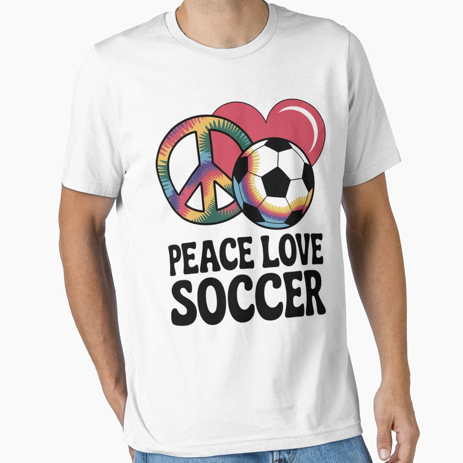 Peace Love Soccer T-Shirt - Graphic Print for Adults - T-Shirt, Sweatshirt, Hoodie
