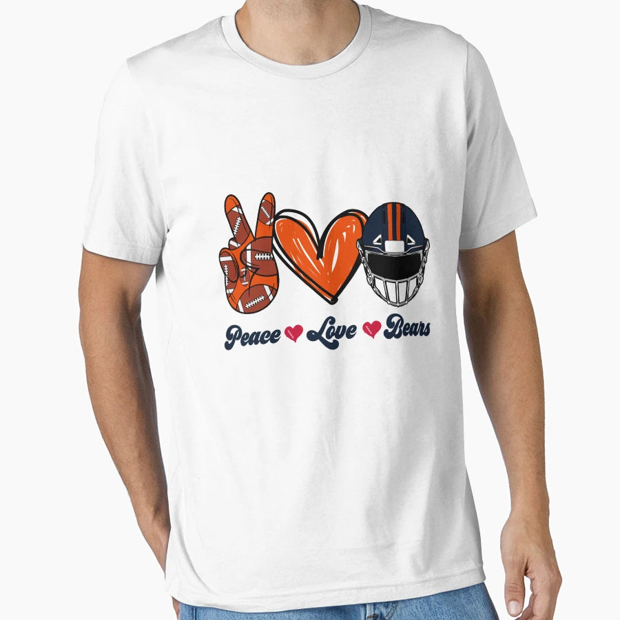 Peace Love Bears Football Team T-Shirt - Graphic Print for Adults - T-Shirt, Sweatshirt, Hoodie