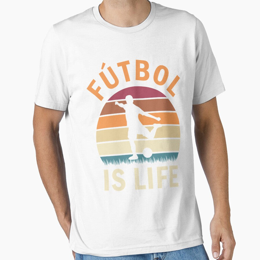 Fútbol Is Life Football and Soccer Lover Vintage - Adult & Kids T-Shirts, Sweatshirts & Hoodies apparel design preview 1
