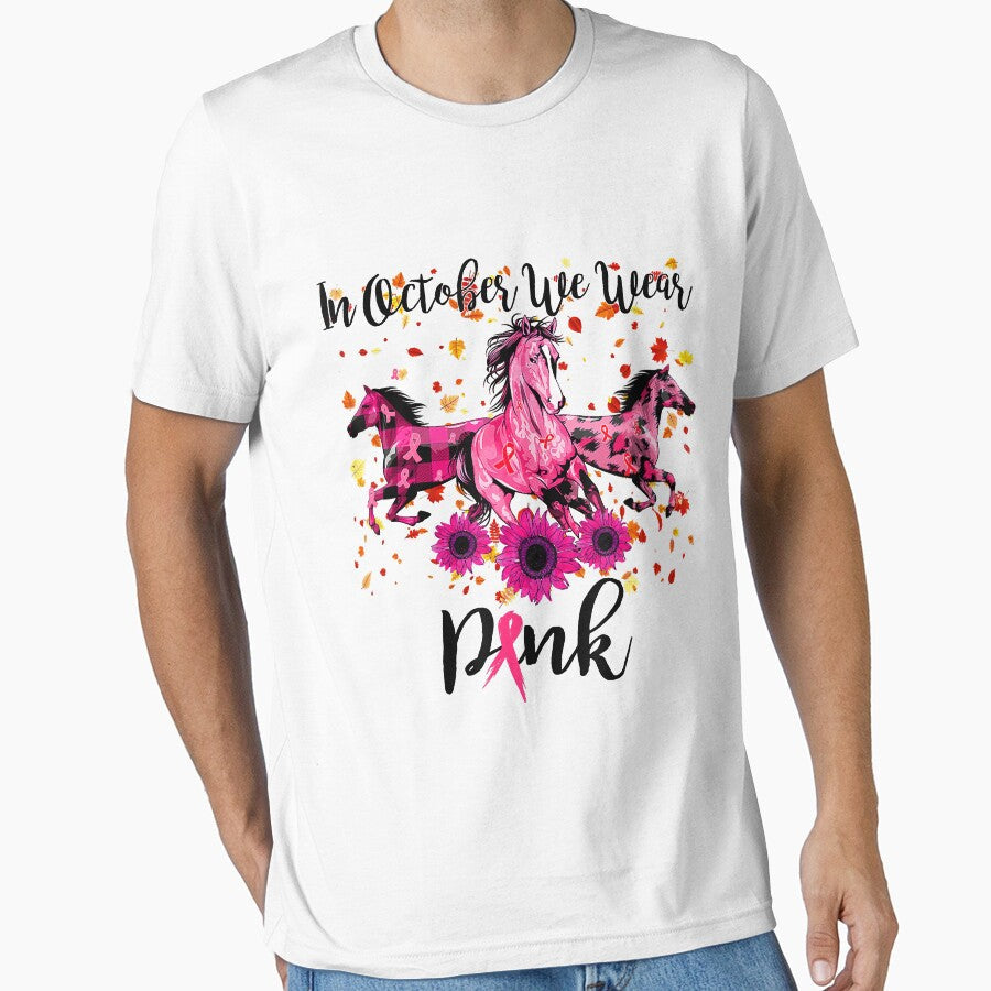 In October We Wear Pink Horse Breast Cancer Halloween - Adult & Kids T-Shirts, Sweatshirts & Hoodies apparel design preview 1