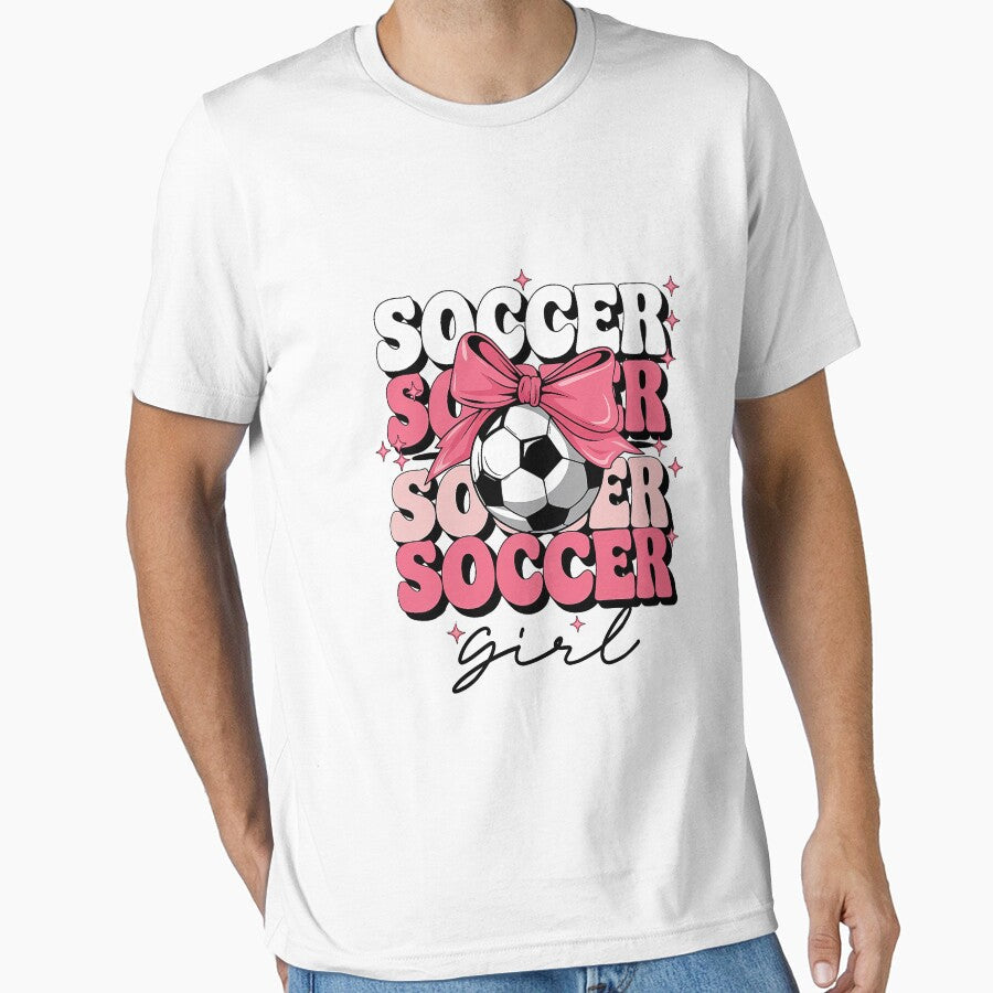 Groovy Soccer Girl Girls Coquette Bow by ArleneRowe - Adult & Kids T-Shirts, Sweatshirts & Hoodies apparel design preview 1