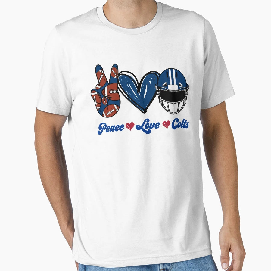 Peace Love Colts Football Team T-Shirt - Streetwear Style Unisex - T-Shirt, Sweatshirt, Hoodie