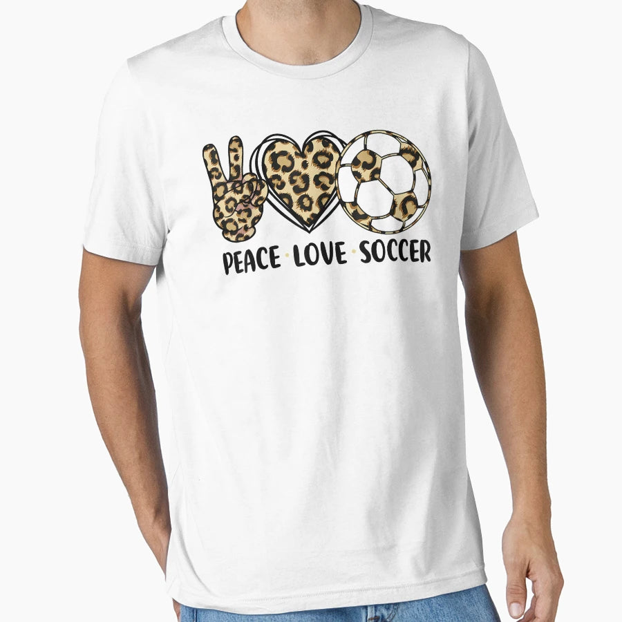Leopard Peace Love Soccer Shirts T-Shirt - Fun Novelty Design Men Women - T-Shirt, Sweatshirt, Hoodie