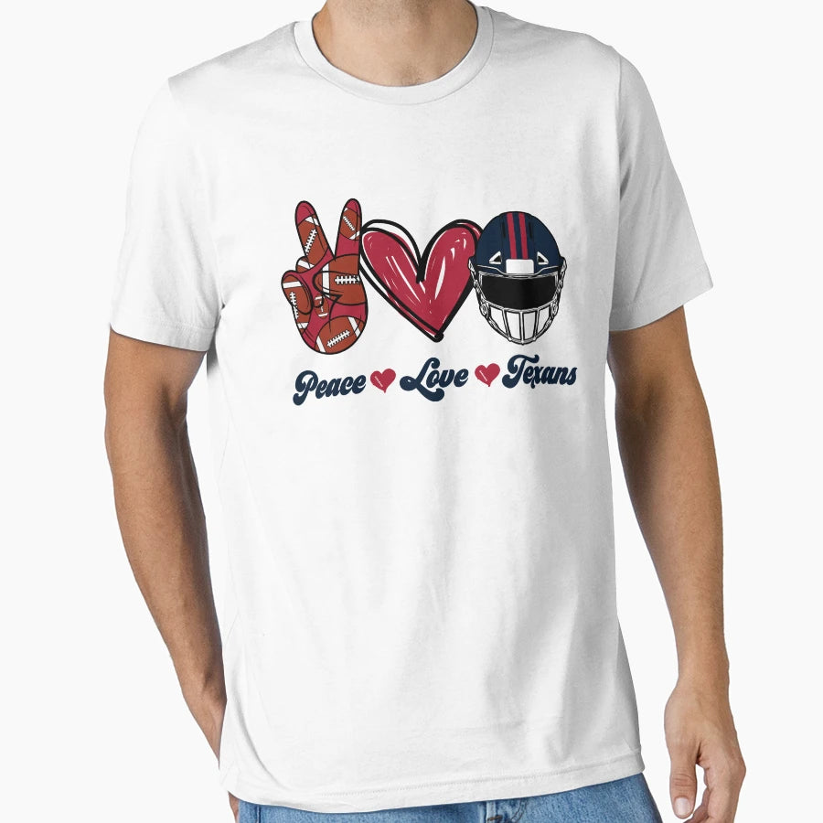 Peace Love Texans Football Team T-Shirt - Custom Art Print for Adults - T-Shirt, Sweatshirt, Hoodie