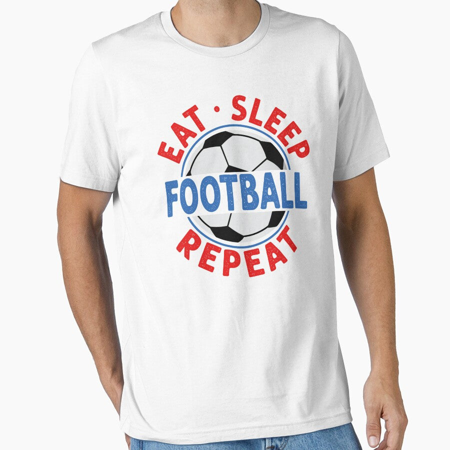 Eat Sleep Football Repeat Soccer Ball for Boys Girls - Adult & Kids T-Shirts, Sweatshirts & Hoodies apparel design preview 1
