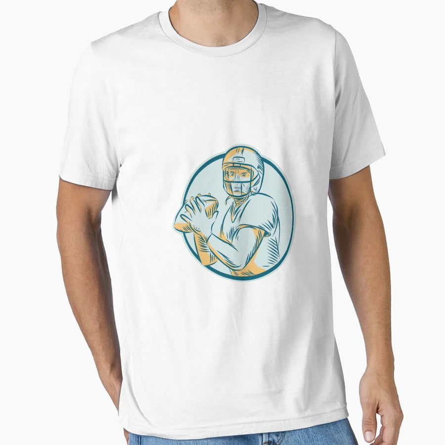 American Football Qb Throwing Circle T-Shirt - Aesthetic Graphic Unisex - T-Shirt, Sweatshirt, Hoodie