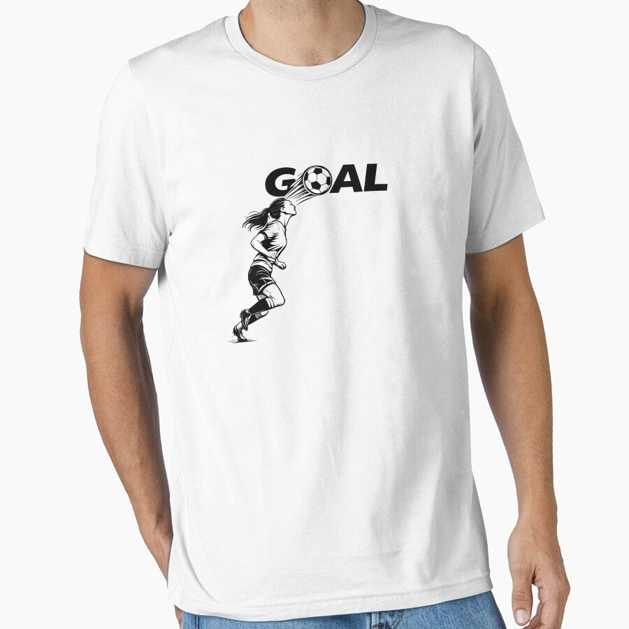 Women's Football Goal Header retro comic style by - Adult & Kids T-Shirts, Sweatshirts & Hoodies apparel design preview 1
