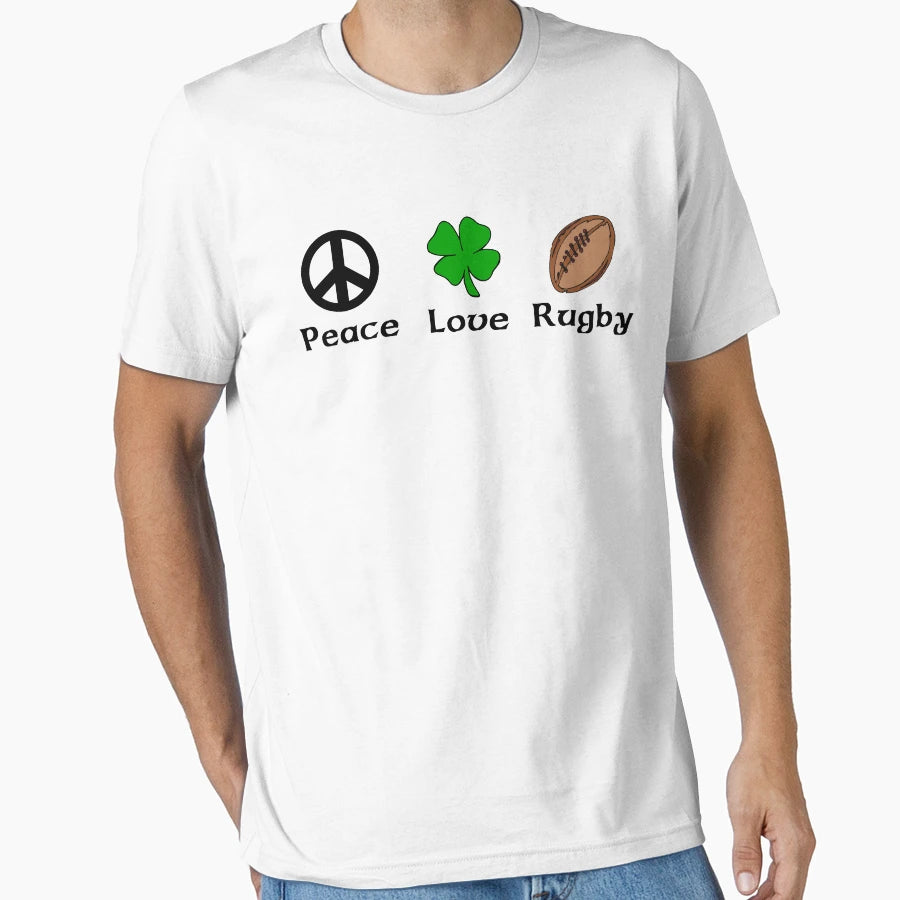Peace Shamrock Rugby T-Shirt - Fun Novelty Design for Adults - T-Shirt, Sweatshirt, Hoodie