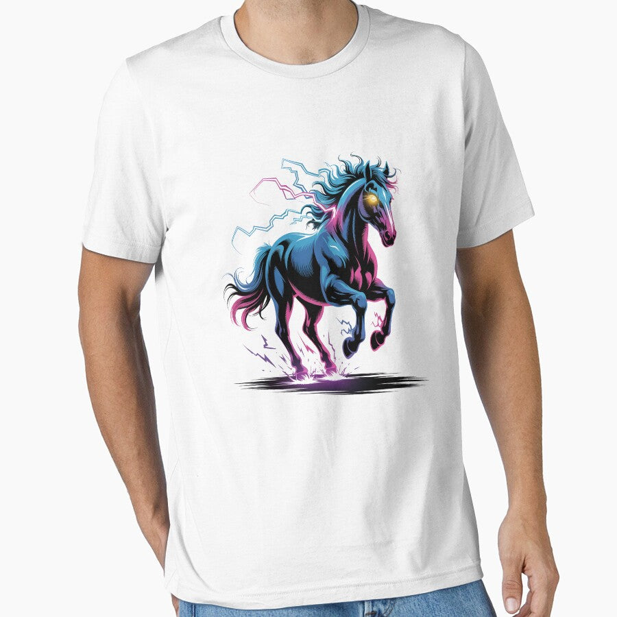 Neon Cosmic Horse Vibrant Galaxy Glow Running Design - Adult & Kids T-Shirts, Sweatshirts & Hoodies apparel design preview 1