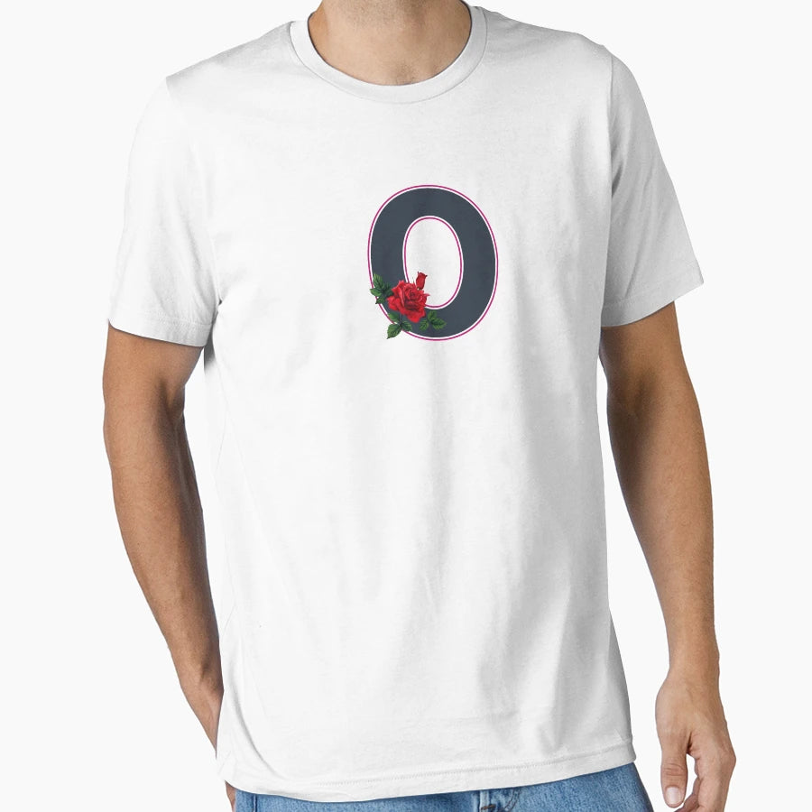 Rose Initial O Letter Romantic Gift T-Shirt - Minimalist Print Men Women - T-Shirt, Sweatshirt, Hoodie