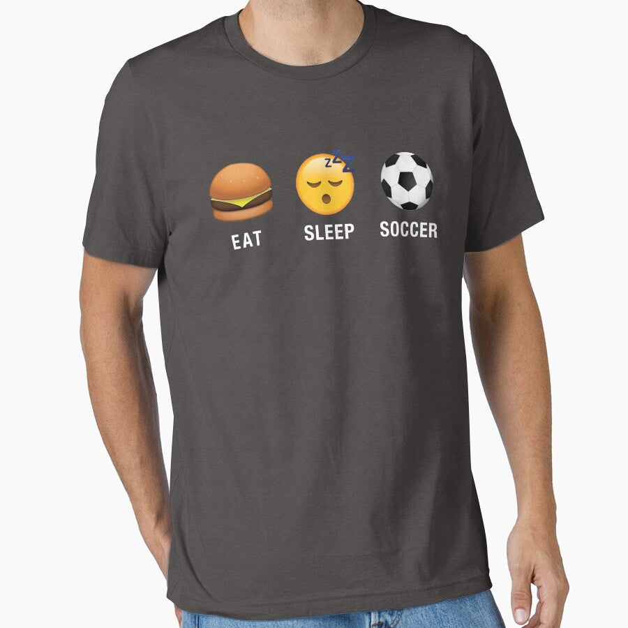 Eat Sleep Soccer Emoji Emoticon Funny Graphic by - Adult & Kids T-Shirts, Sweatshirts & Hoodies apparel design preview 1