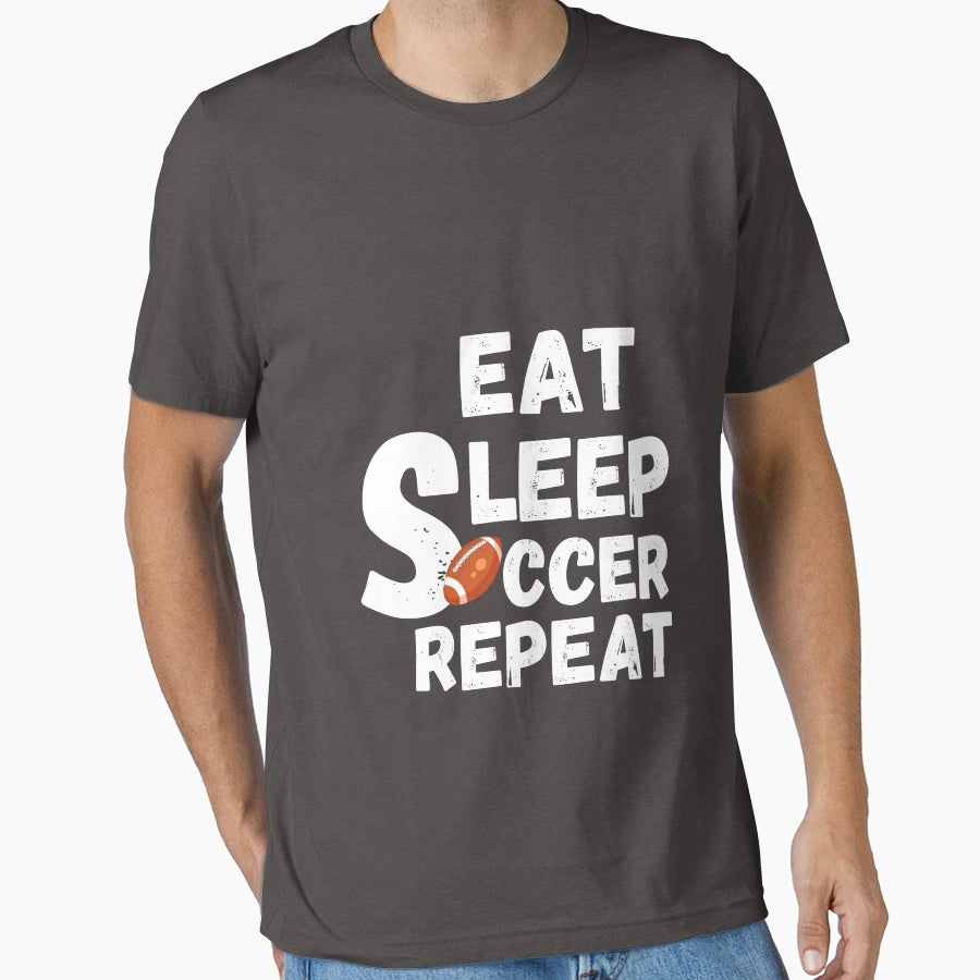 Eat Sleep Football Repeat T-Shirt - Custom Art Print Men Women - T-Shirt, Sweatshirt, Hoodie