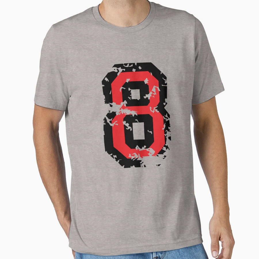 Number Eight No 8 Two Color Red T-Shirt - Streetwear Style Men Women - T-Shirt, Sweatshirt, Hoodie