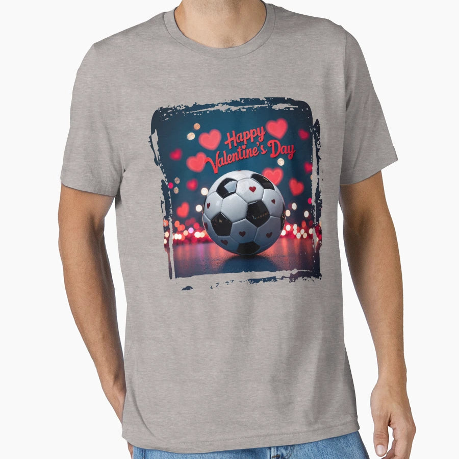 Happy Valentines Day Love And Soccer T-Shirt - Minimalist Print Men Women - T-Shirt, Sweatshirt, Hoodie