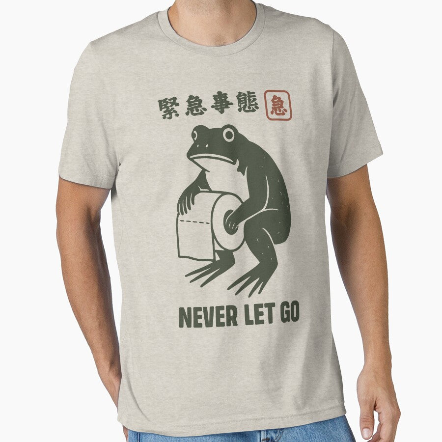 Frog on Toilet Never Let Go by Faissal Thomass - Adult & Kids T-Shirts, Sweatshirts & Hoodies apparel design preview 1