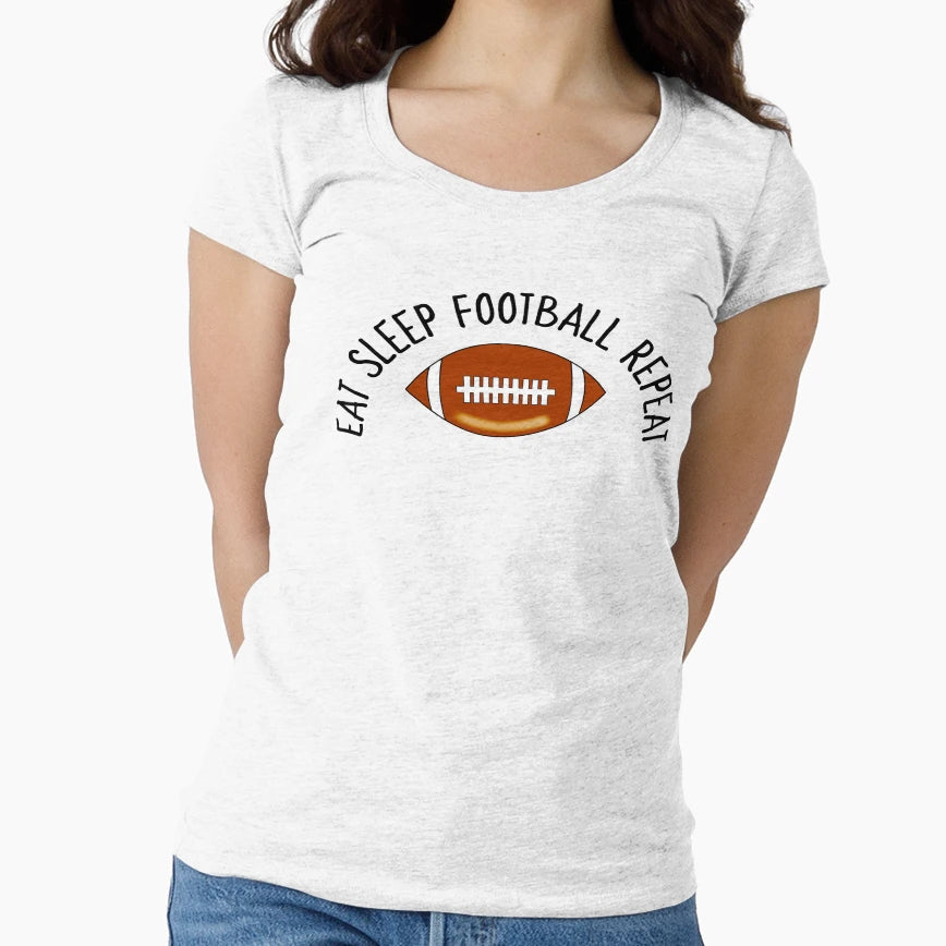 Football Fan Eat Sleep Repeat T-Shirt - Minimalist Print Unisex - T-Shirt, Sweatshirt, Hoodie