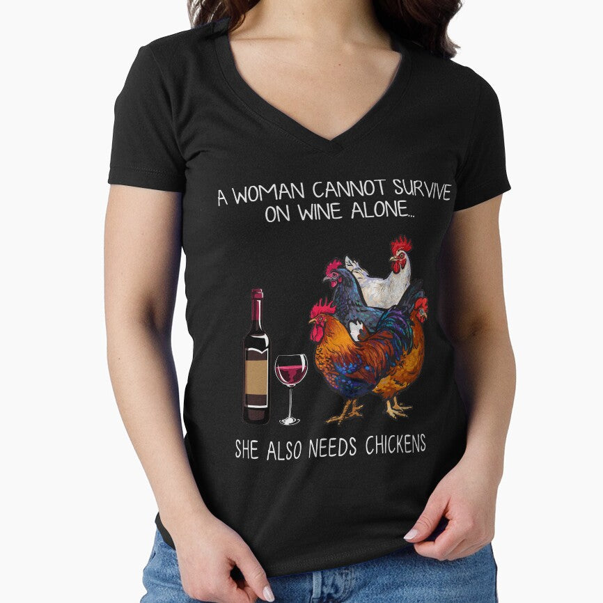 Funny Chickens Women and wine by TeeDoozy - Adult & Kids T-Shirts, Sweatshirts & Hoodies apparel design preview 1