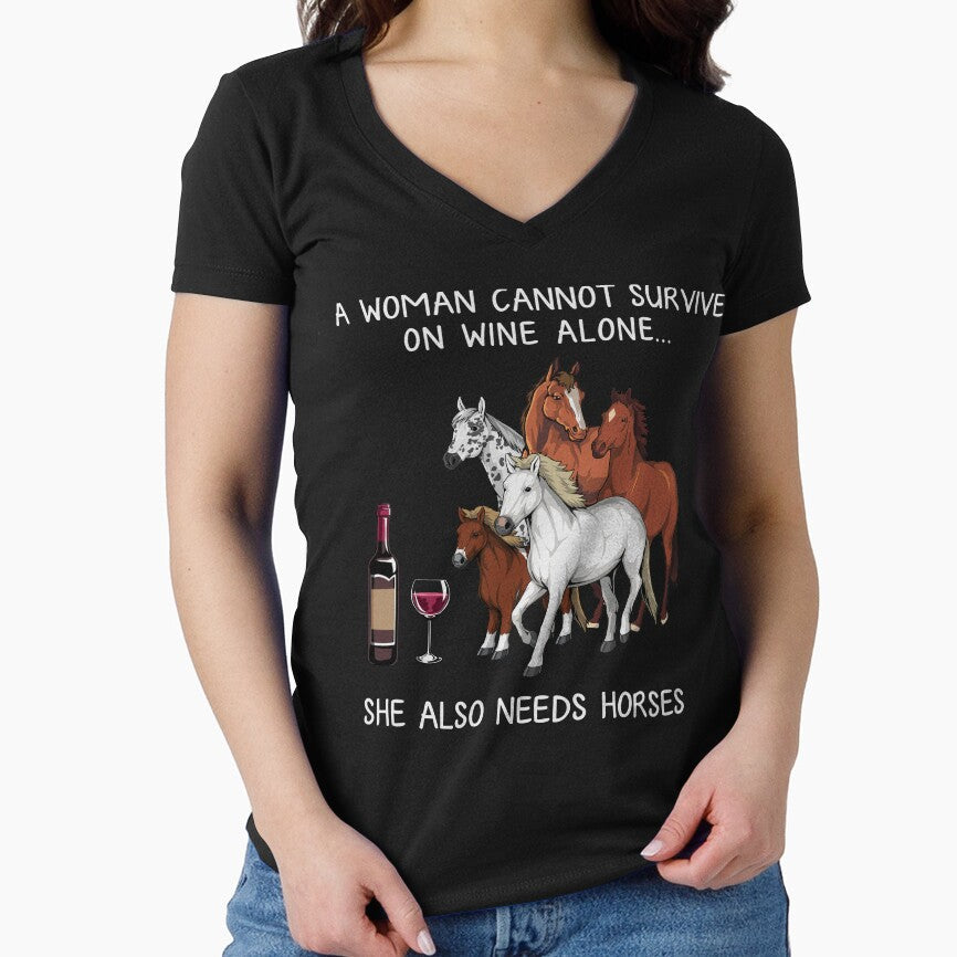 Funny Women Horses and wine by TeeDoozy - Adult & Kids T-Shirts, Sweatshirts & Hoodies apparel design preview 1