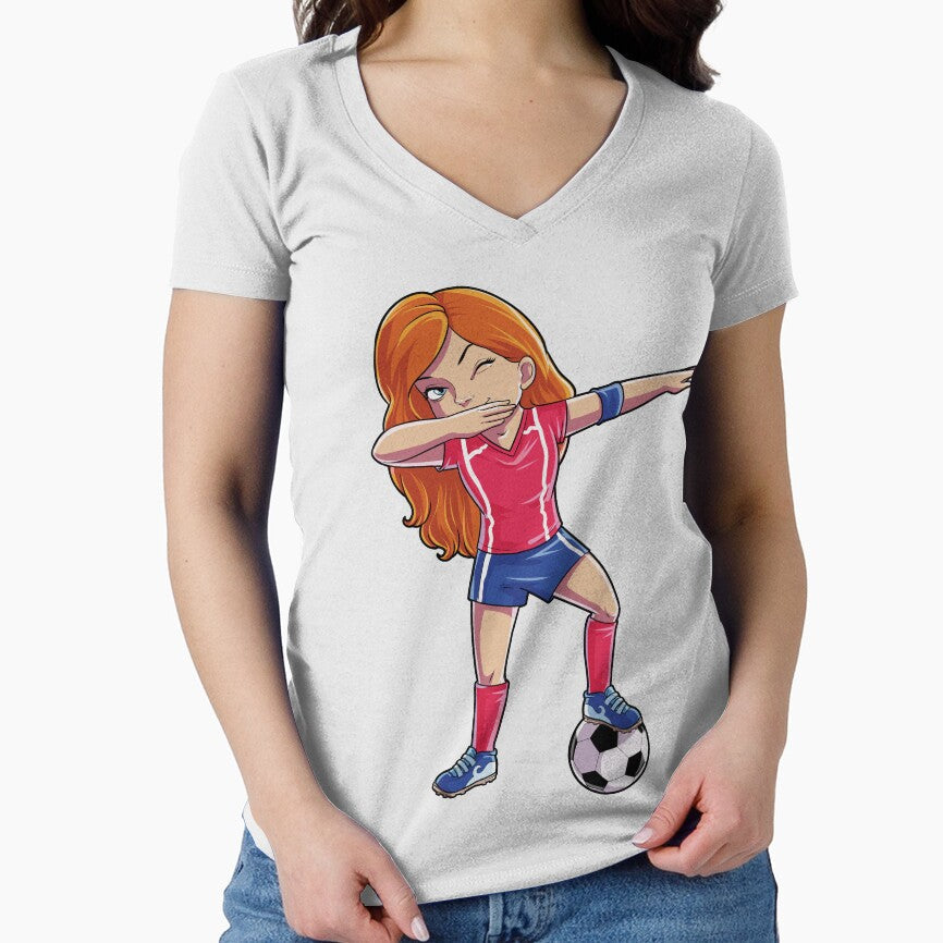 Dabbing Soccer Girl Dab Dance Funny Football World - Adult & Kids T-Shirts, Sweatshirts & Hoodies apparel design preview 1