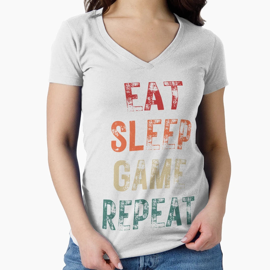 Eat Sleep Game Repeat T-Shirt - Novelty Apparel for Adults - T-Shirt, Sweatshirt, Hoodie