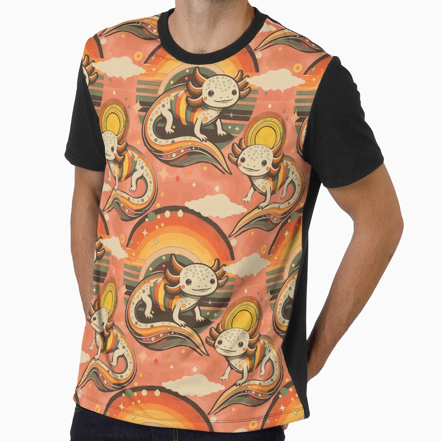 Rainbowlotl Peach by Veata - Adult & Kids T-Shirts, Sweatshirts & Hoodies apparel design preview 1