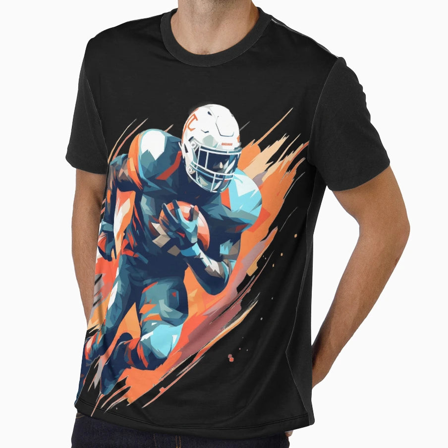 Football Player Running Ball T-Shirt - Unique Graphic Men Women - T-Shirt, Sweatshirt, Hoodie