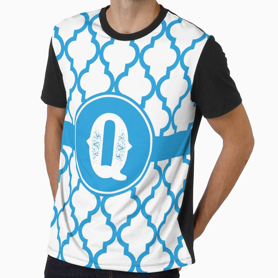 Blue Monogram Letter Q T-Shirt - Custom Art Print Unisex - T-Shirt, Sweatshirt, Hoodie