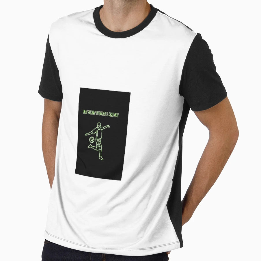 Eat Sleep Football Repeat Line Art T-Shirt - Trendy Graphic Unisex - T-Shirt, Sweatshirt, Hoodie