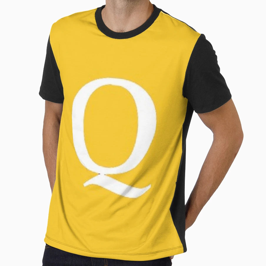 Letter Q Gold Yellow T-Shirt - Streetwear Style for Adults - T-Shirt, Sweatshirt, Hoodie