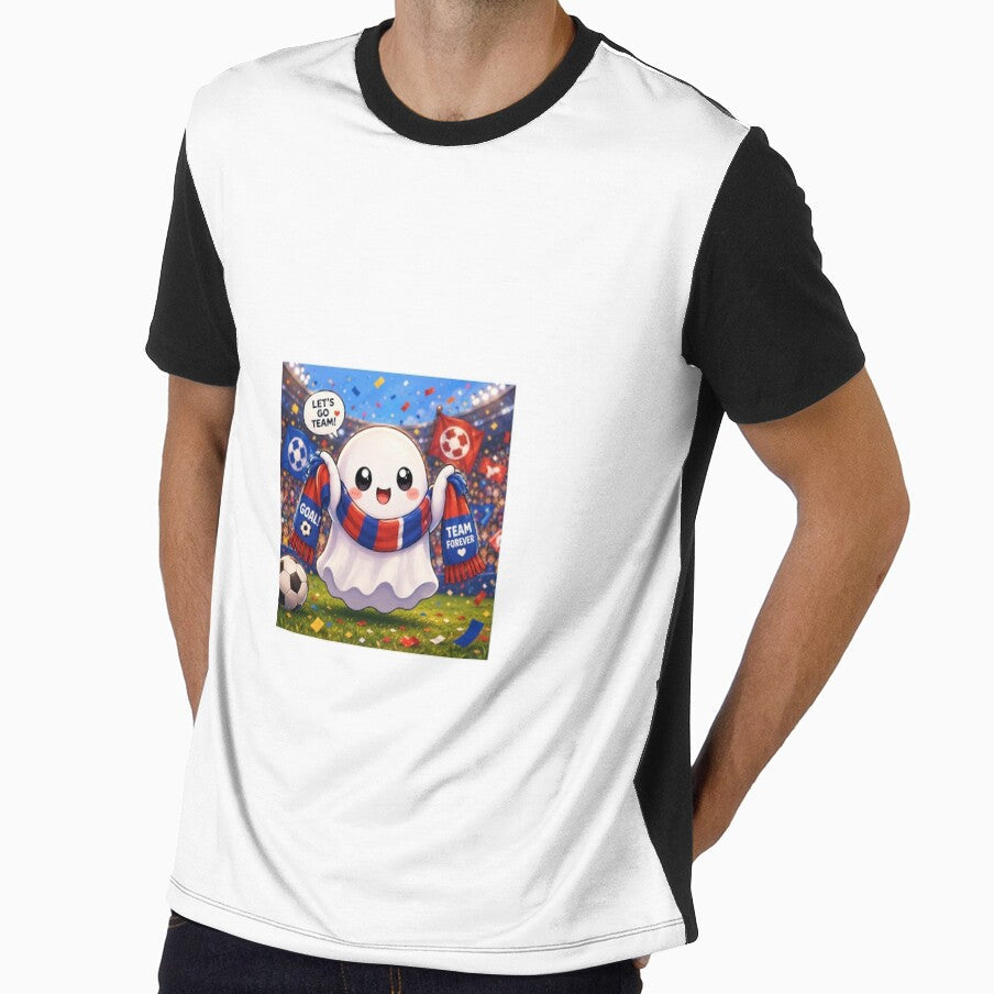 Cute Football Fan Ghost by QuirkNest Studio - Adult & Kids T-Shirts, Sweatshirts & Hoodies apparel design preview 1