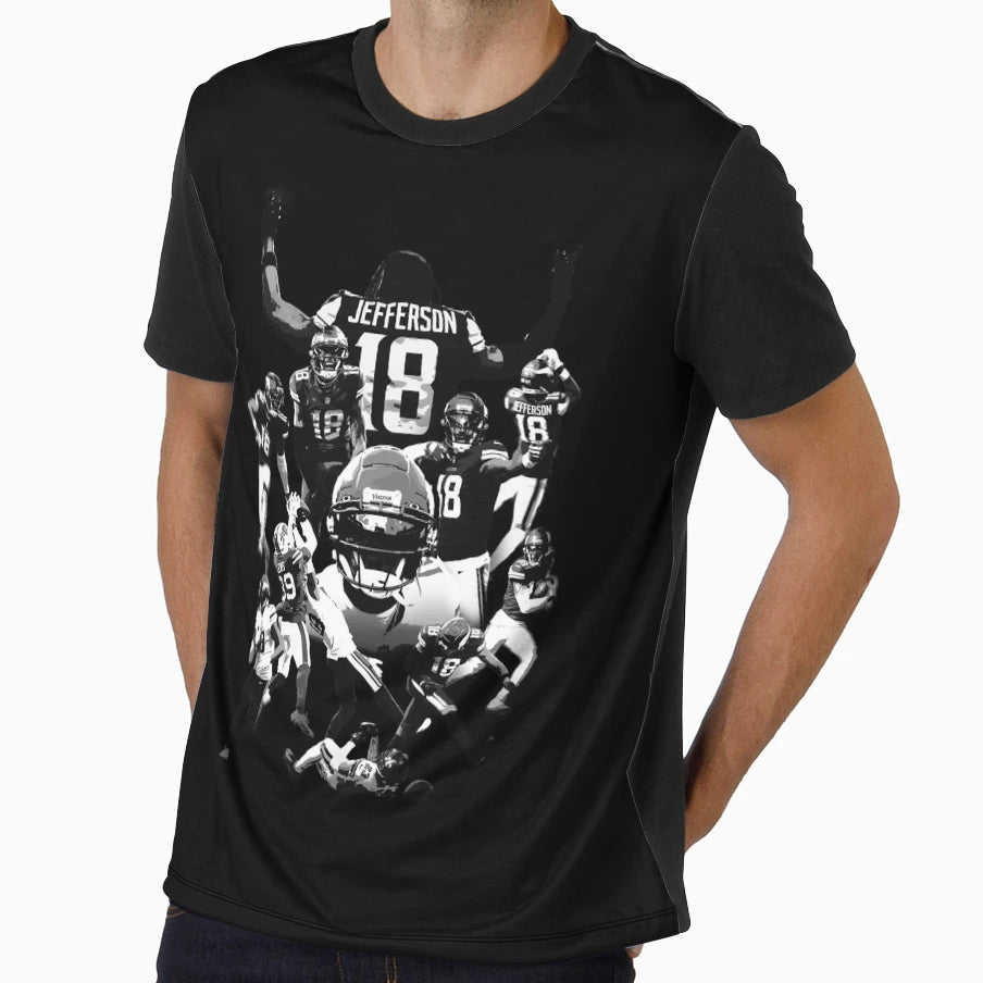 Justin Jeffersons Mvp Season Black White T-Shirt - Minimalist Print Unisex - T-Shirt, Sweatshirt, Hoodie