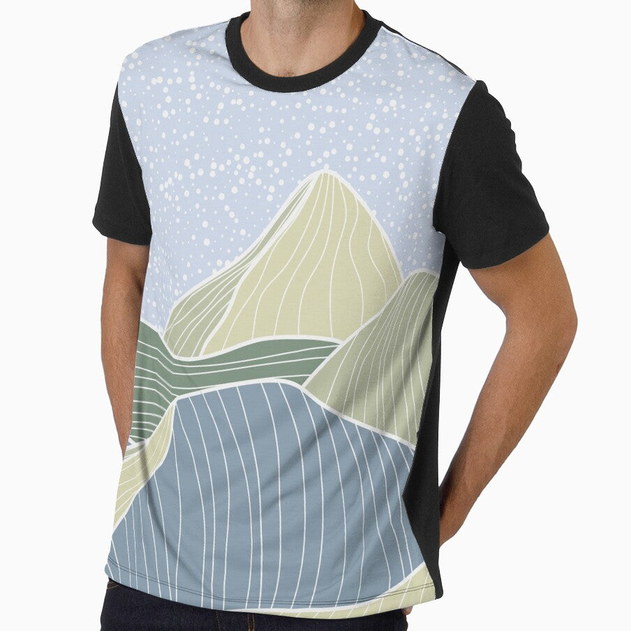 Japanese wave line art landscape background abstract - Adult & Kids T-Shirts, Sweatshirts & Hoodies apparel design preview 1
