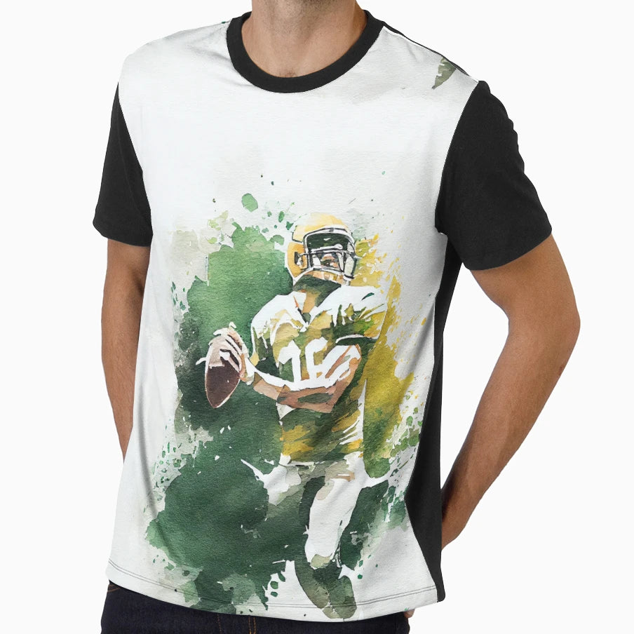 Quarterback Watercolour Art Football T-Shirt - Custom Art Print Men Women - T-Shirt, Sweatshirt, Hoodie