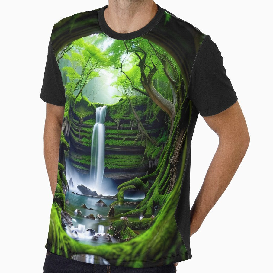 A beautiful lush Fairycore Elf forest with dense - Adult & Kids T-Shirts, Sweatshirts & Hoodies apparel design preview 1
