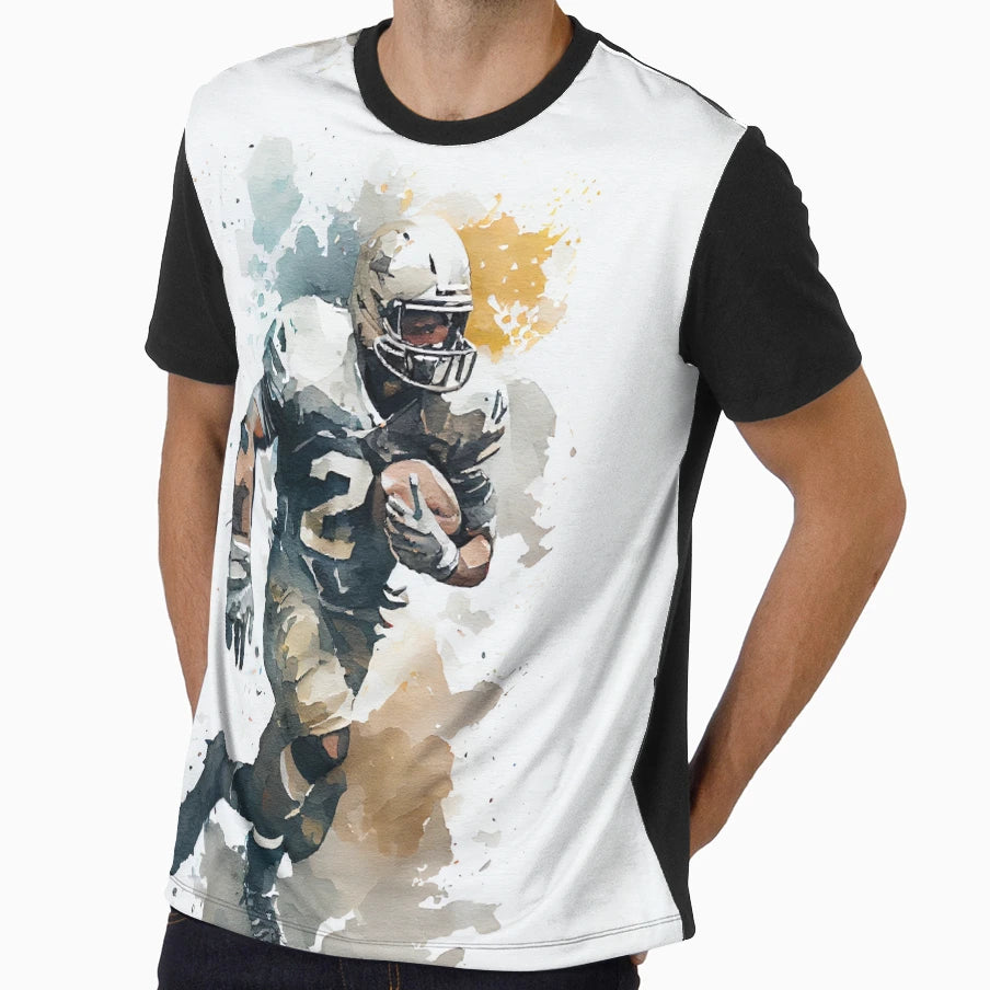 American Football Player Watercolour Art T-Shirt - Custom Art Print Unisex - T-Shirt, Sweatshirt, Hoodie