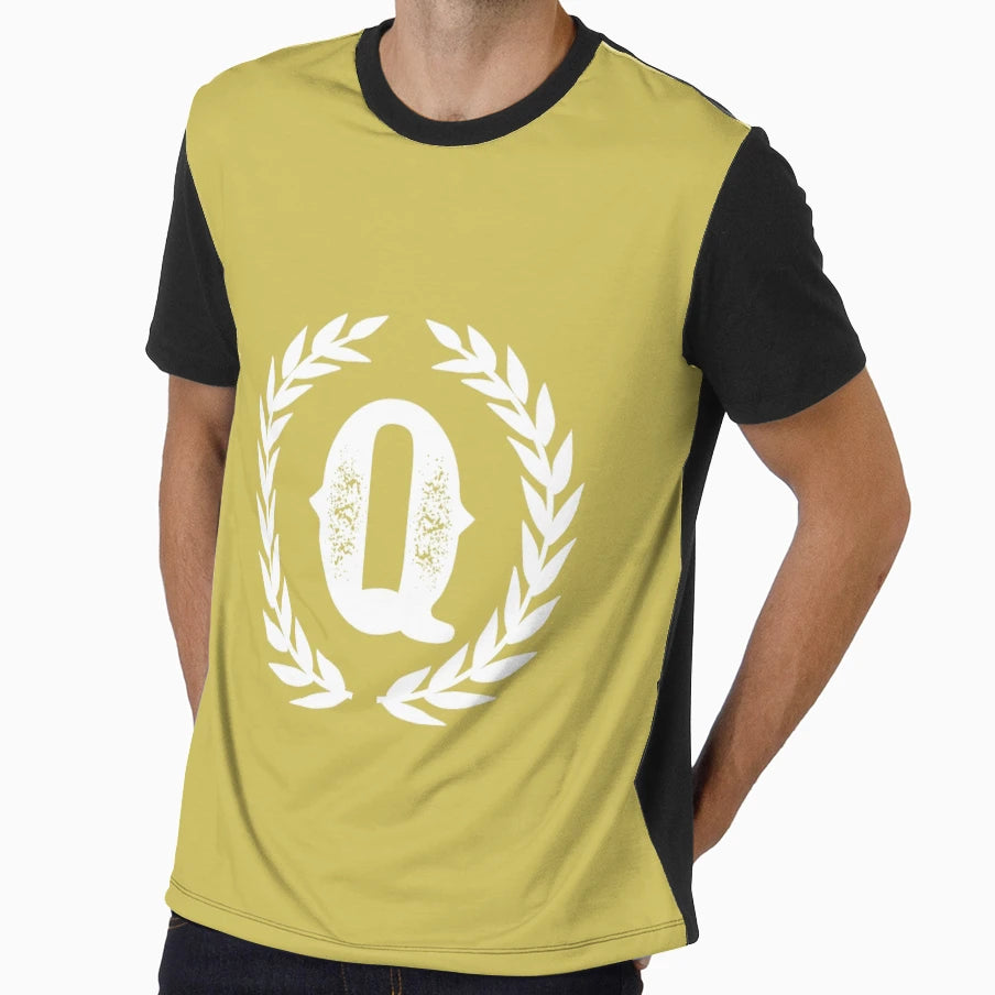 Mustard Yellow Monogram Letter Q T-Shirt - Minimalist Print for Adults - T-Shirt, Sweatshirt, Hoodie