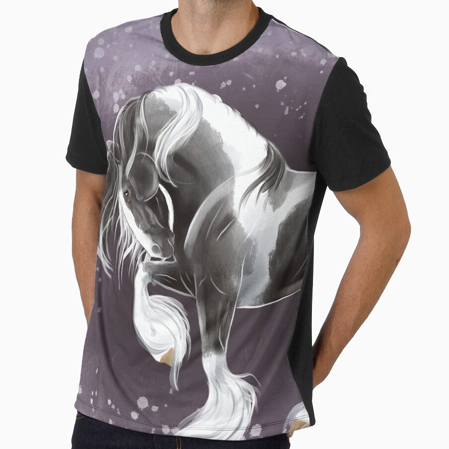 Gypsy gold horse stallion prancing by Whimsicolourart - Adult & Kids T-Shirts, Sweatshirts & Hoodies apparel design preview 1