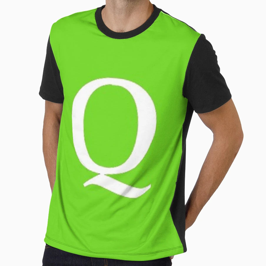 Letter Q Green T-Shirt - Streetwear Style Unisex - T-Shirt, Sweatshirt, Hoodie
