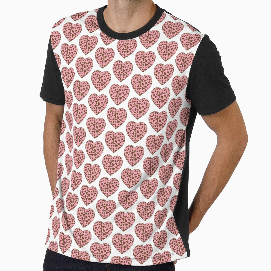 Offset Grid Small Brown Cow Patches on Pink Cowhide - Adult & Kids T-Shirts, Sweatshirts & Hoodies apparel design preview 1
