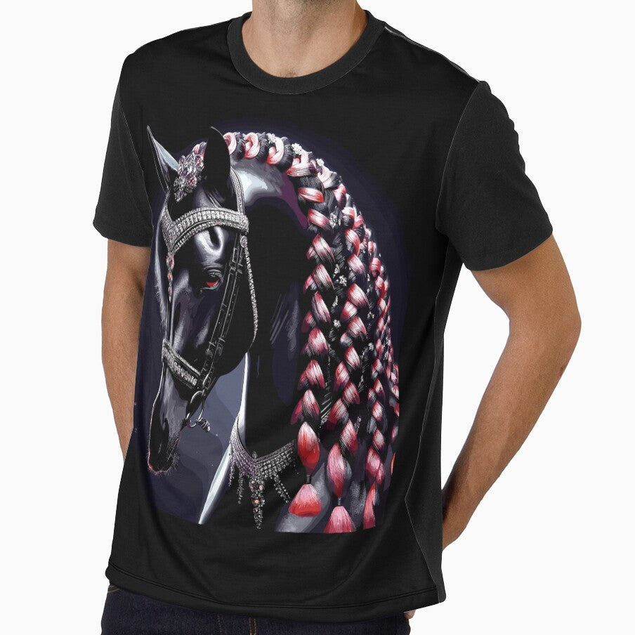Beautiful Black horse and braids by Artbyminga - Adult & Kids T-Shirts, Sweatshirts & Hoodies apparel design preview 1
