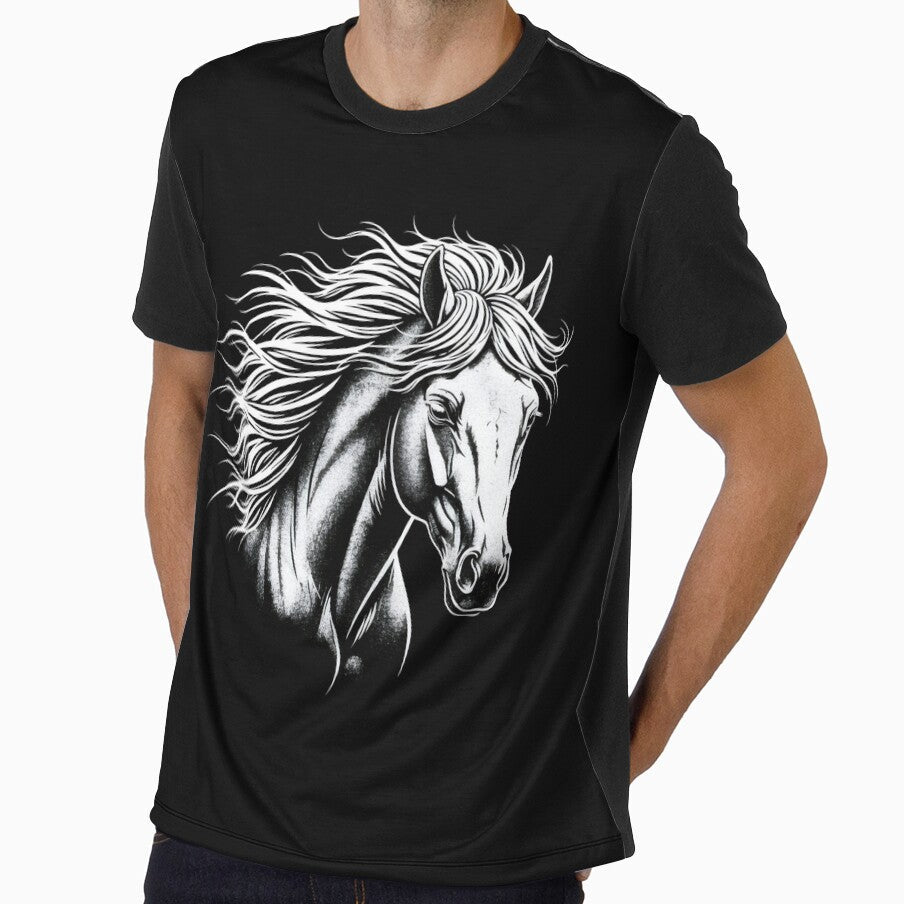 Horse Art Chalk On Black by DemureArtsy - Adult & Kids T-Shirts, Sweatshirts & Hoodies apparel design preview 1