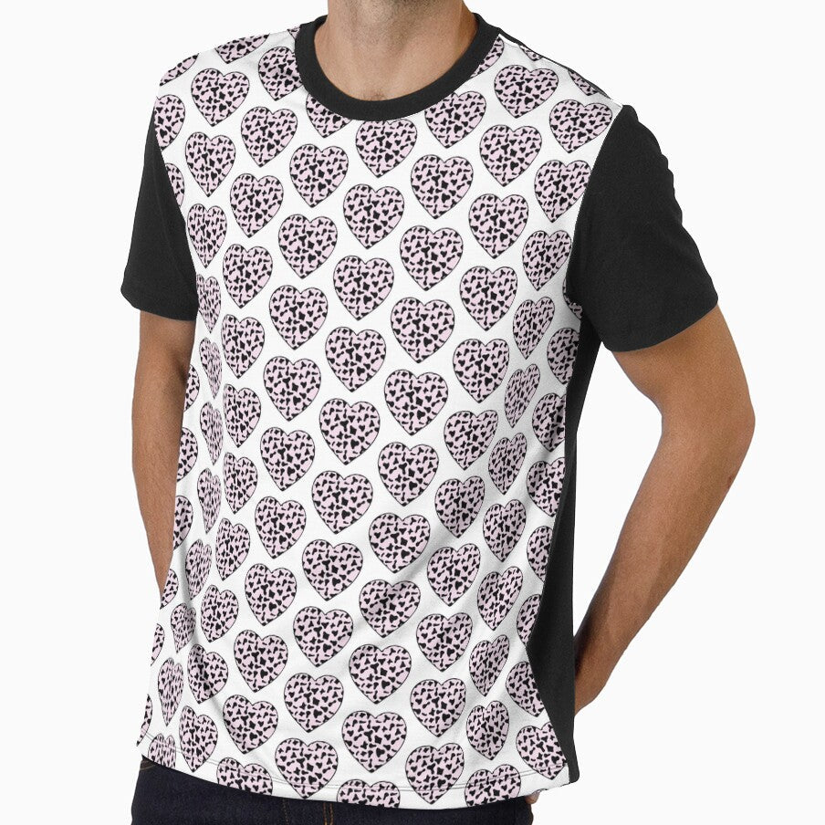 Offset Grid Small Black Cow Patches on Pink Cowhide - Adult & Kids T-Shirts, Sweatshirts & Hoodies apparel design preview 1
