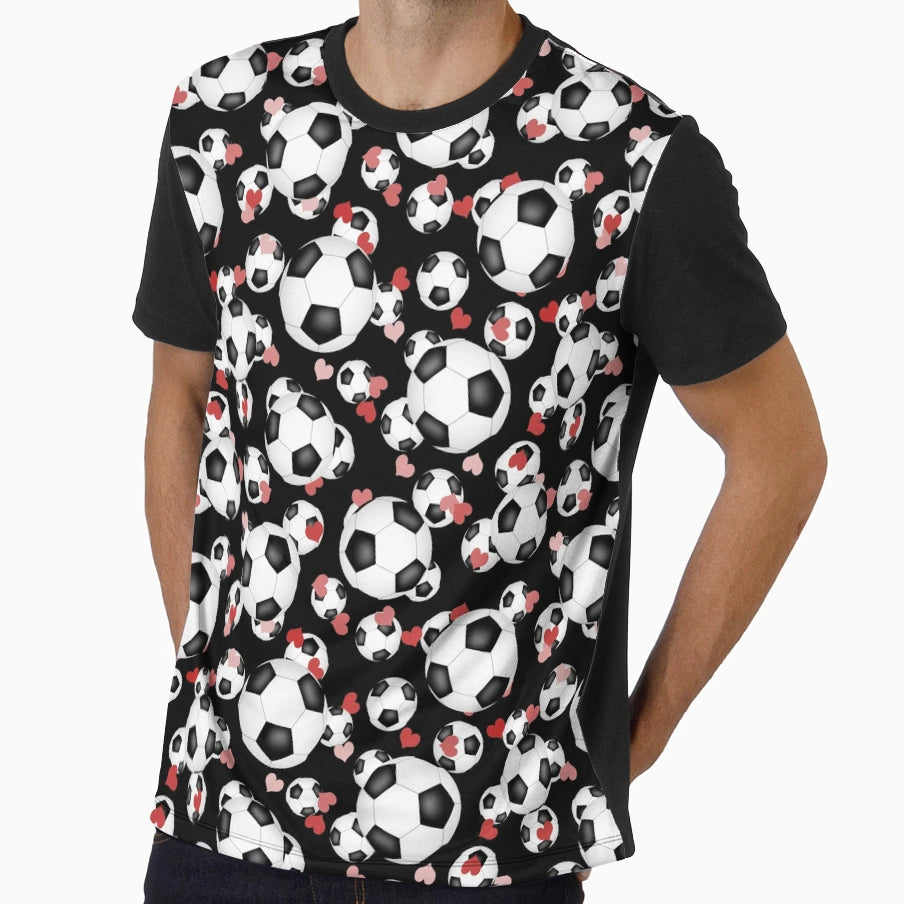 Soccer Love Hearts Pattern T-Shirt - Unique Graphic Unisex - T-Shirt, Sweatshirt, Hoodie