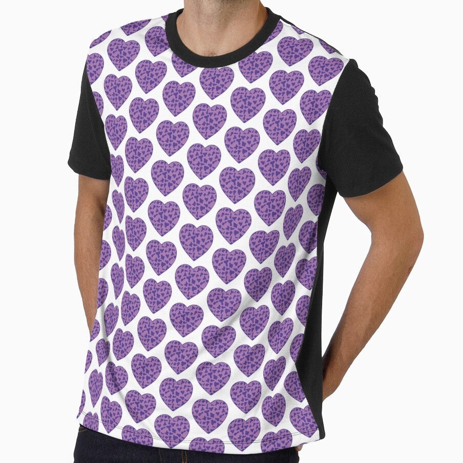 Offset Grid Small Purple Cow Patches on Violet - Adult & Kids T-Shirts, Sweatshirts & Hoodies apparel design preview 1