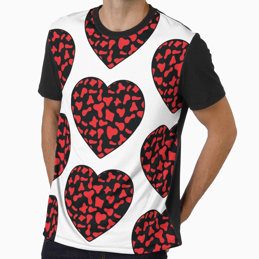 Big Red Cow Patches on Black Cowhide Continues Heart - Adult & Kids T-Shirts, Sweatshirts & Hoodies apparel design preview 1