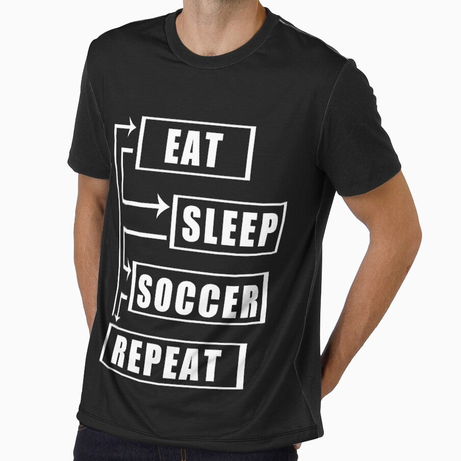 Eat Sleep Soccer Repeat by teledesign - Adult & Kids T-Shirts, Sweatshirts & Hoodies apparel design preview 1