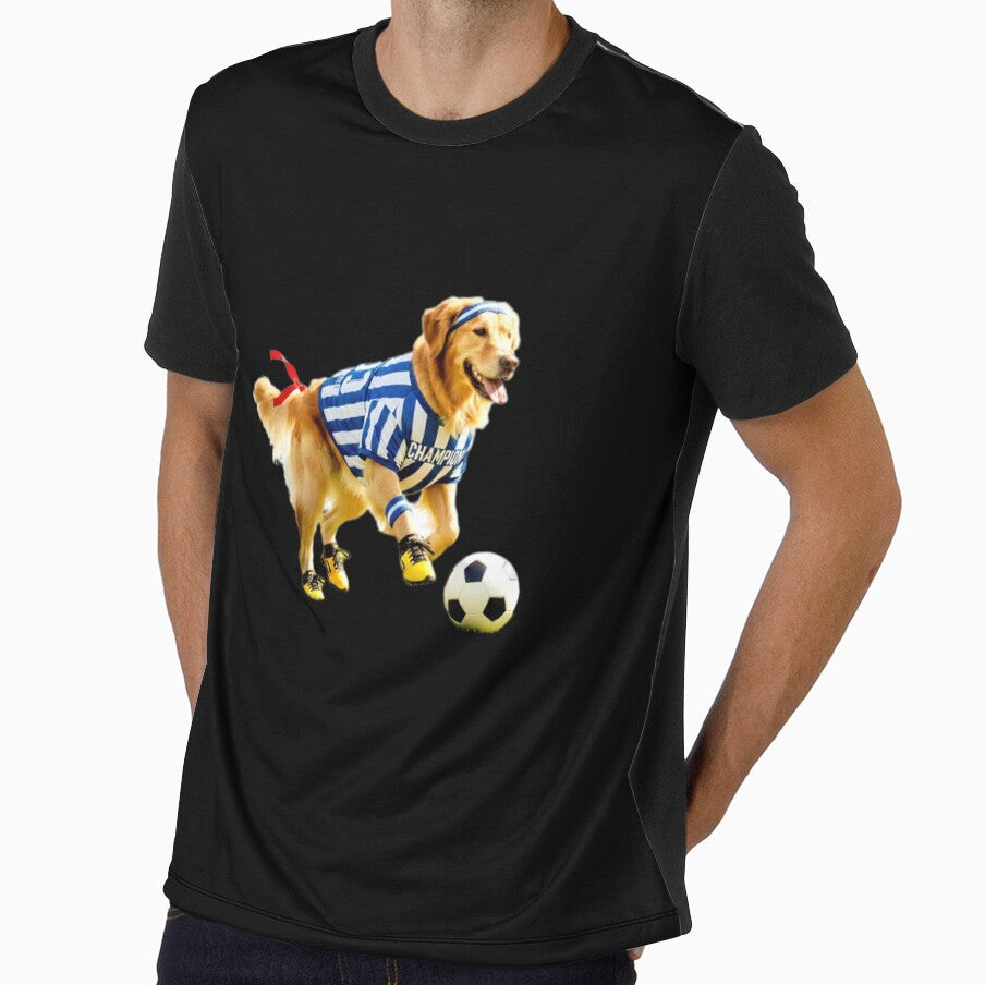 Golden Retriever Soccer Champion: Athletic Dog Play - Adult & Kids T-Shirts, Sweatshirts & Hoodies apparel design preview 1